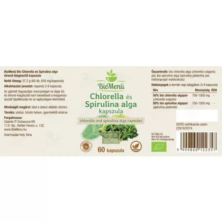 BioMenü BIO Chlorella és Spirulina Alga kapszula 60 kapszula