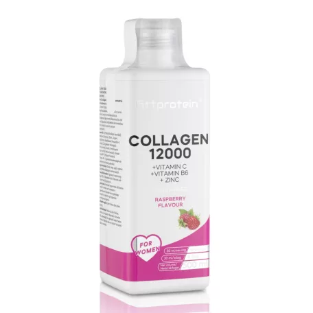 Fittprotein Collagen 12000 +Vitamin C Cukormentes - Málna íz