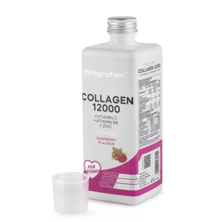 Fittprotein Collagen 12000 +Vitamin C Cukormentes - Málna íz