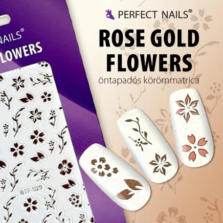 Körömmatrica - Rose Gold Flowers - Perfect Nails