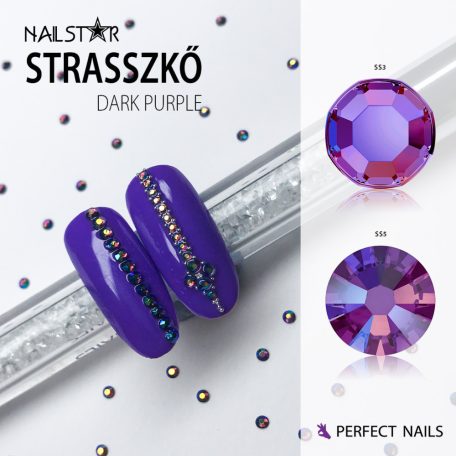 Nailstar strasszkő SS5 - Dark Purple AB 100db - Perfect Nails