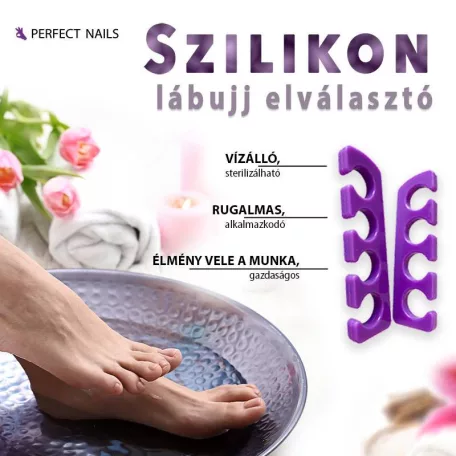 Sterilizálható Szilikon Lábujj Elválasztó - Lila 2db - Perfect Nails