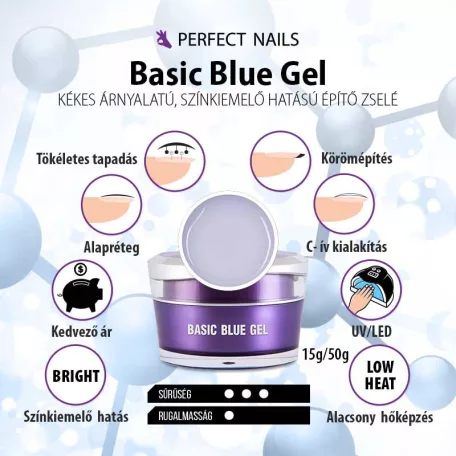 Basic Blue Gel - Műkörömépítő Zselé 15g - Perfect Nails