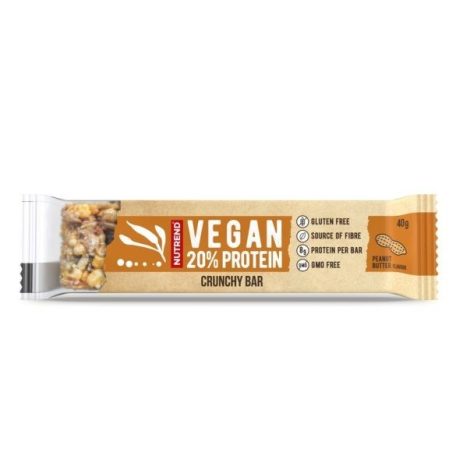 Nutrend Vegan Protein Crunchy Bar - Peanut Butter 1 karton (40gx25db)