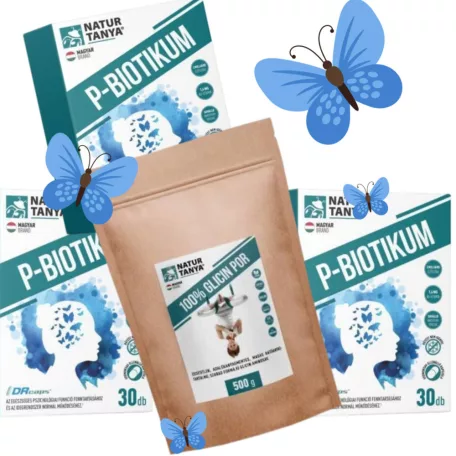 Pihentető Alvás Csomag 3 Hónapra 100%  Natur Tanya P-BIOTIKUM (3db) (Lejárat: 2026.06.30) + Glicin Aminosav