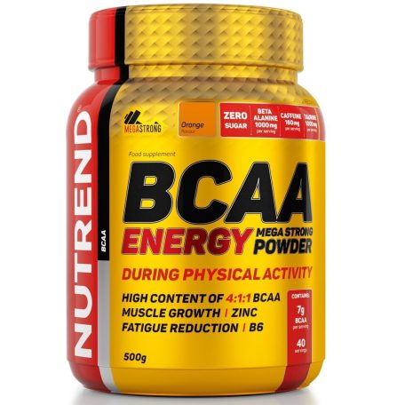 Nutrend BCAA Energy Mega Strong Powder - 500 g aminosav táplálékkiegészítő
