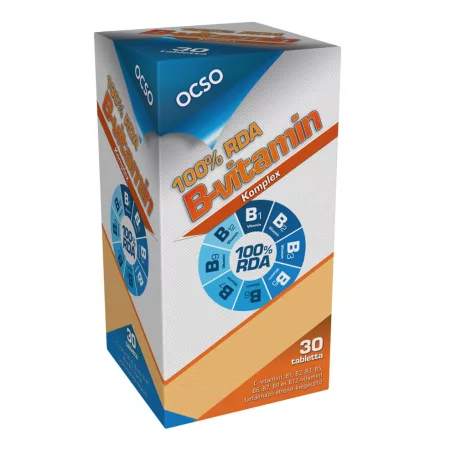 OCSO 100% RDA B-Vitamin komplex 30 tabletta Közeli lejárat: 2026.12.31