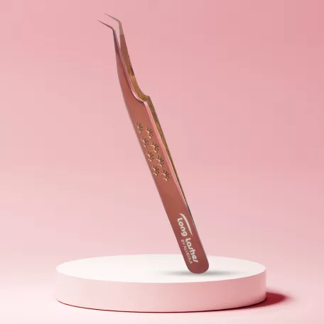 Long Lashes Pro Fiber Volume csipesz - Keskeny fejű, Bronz