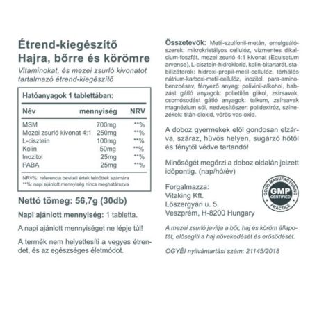 Vitaking Haj Bőr Köröm Kompex 30 tabletta