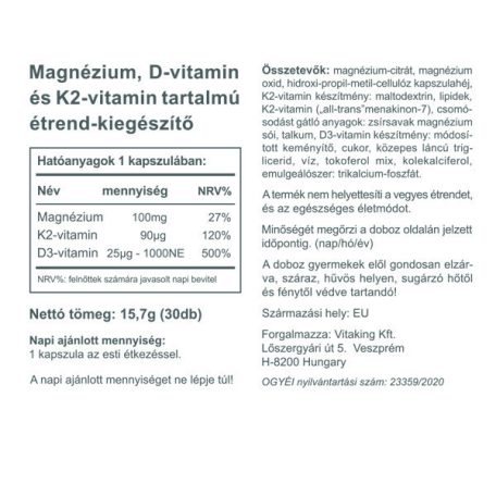 Vitaking MagneTrio [Mg+K2+D3] 30 kapszula