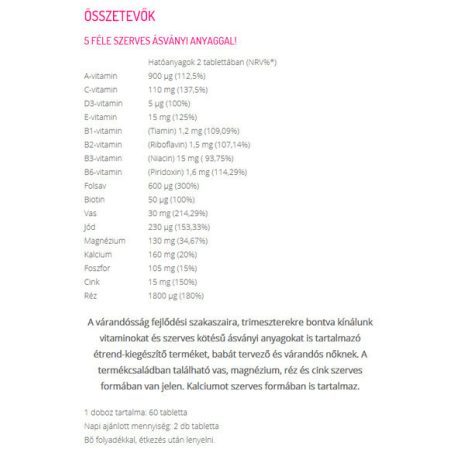 Trimeszter 2 várandós vitamin 60 tabletta