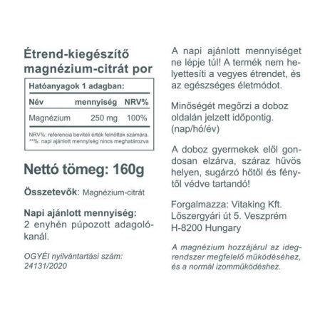 Vitaking Magnézium Citrát por 160g