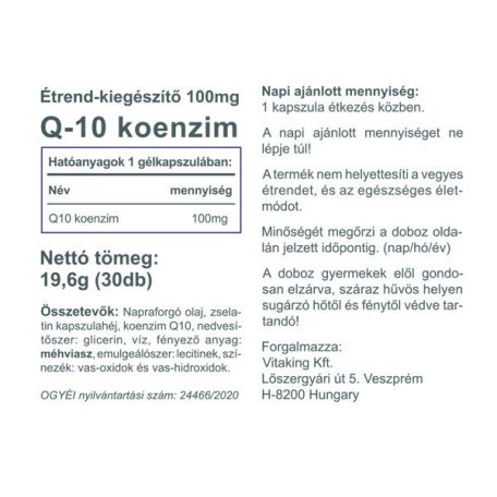 Vitaking Q10 100mg 30 gélkapszula
