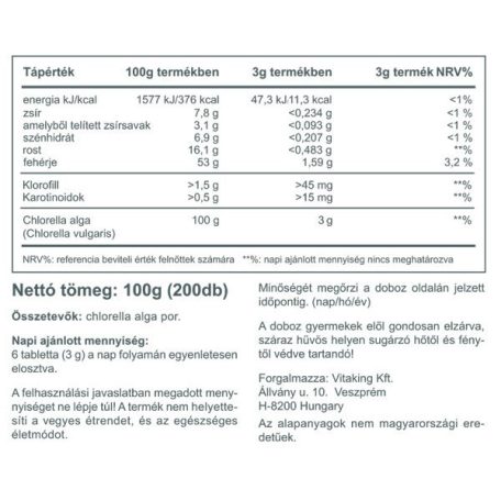 Vitaking Chlorella alga 500mg 200 tabletta