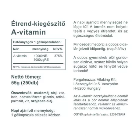 Vitaking A-10000 NE 250 gélkapszula