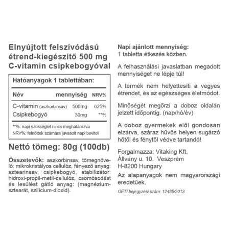 Vitaking C-500mg TR 100 tabletta