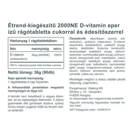 Vitaking D3-vitamin 2000NE 90 rágótabletta