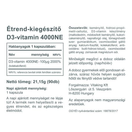 Vitaking D3-vitamin 4000NE 90 kapszula