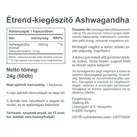 Vitaking Ashwagandha kivonat 240mg 60 kapszula