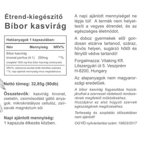 Vitaking Bíbor Kasvirág 250mg 90 kapszula