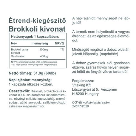 Vitaking Brokkoli kivonat 400mcg 60 kapszula