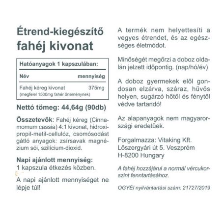 Vitaking Fahéj kéreg 375mg 90 kapszula