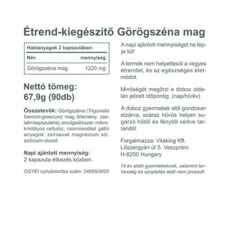 Vitaking Görögszéna 610mg 90 kapszula