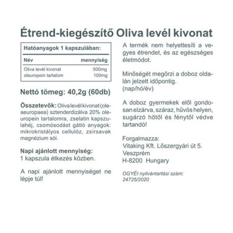 Vitaking Olajfalevél kivonat 500mg 60 kapszula
