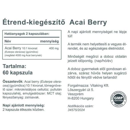 Vitaking Acai Berry kivonat 60 gélkapszula