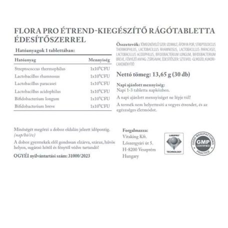 Vitaking FloraPro élőflórás  30 rágótabletta