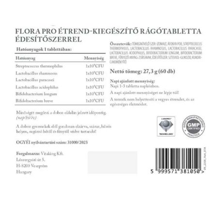 Vitaking FloraPro élőflórás  60 rágótabletta