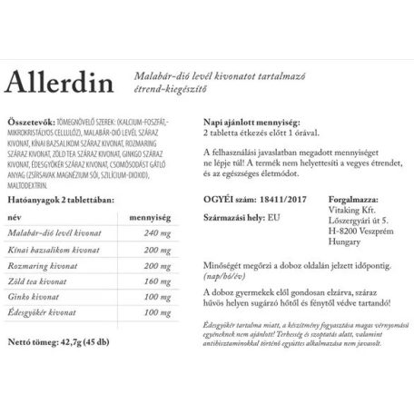 Vitaking Allerdin komplex 45 tabletta