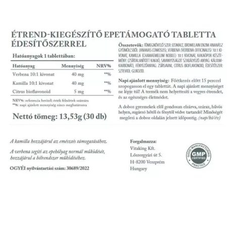 Vitaking Epetámogató Gyógynövény Komplex 30 tabletta