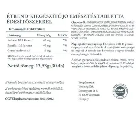 Vitaking Jó Emésztés Gyógynövény Komplex 30 tabletta