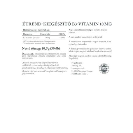 Vitaking B3 Niacin 10mg 30 tabletta