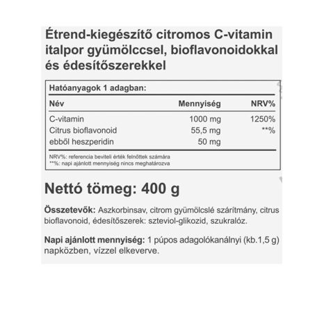 Vitaking Instant Supreme C-vitamin 400g Citrom íz