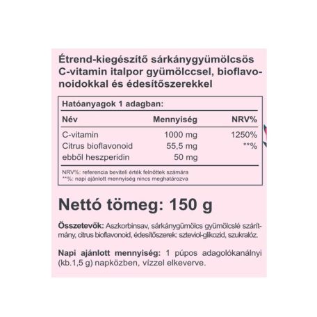 Vitaking Instant Supreme C-vitamin 150g Sárkánygyümölcs íz