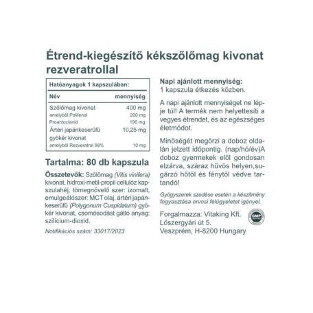 Vitaking Szőlőmag kivonat + Rezveratrol 80 kapszula